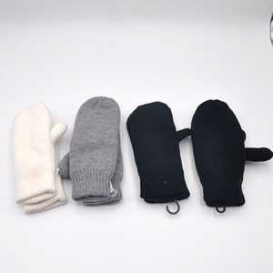 Mitaines noires tricotées d'hiver pour adultes Gants mitaines pour hommes Gants pour adultes Gants <span class=keywords><strong>sans</strong></span> doigts <span class=keywords><strong>sans</strong></span> doigts Mitaines en laine - Product Image 3