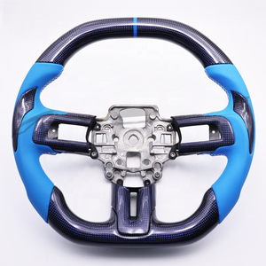 Volant sport de luxe 4 branches en cuir bleu Carpenter pour fibre de carbone pour <span class=keywords><strong>MUSTANG</strong></span> GT Shelby 2015-2023 - Product Image 4