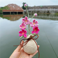 Fleurs au crochet faites à la main en pot, fleurs en fil coloré, décoration florale éternelle pour table, maison, bureau, cadeau, vente en gros