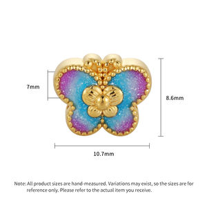 Soporte OEM/ODM proceso de esmalte fluorescente forma de mariposa con cuentas al por mayor 24K oro sólido accesorios de pulsera de gama alta con cuentas - Product Image 3