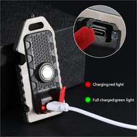 Senter LED COB Mini Super Terang IP65 Gantungan Kunci Pemecah Kaca Darurat Pembuka Botol USB Isi Ulang untuk Berkemah di Luar Ruangan