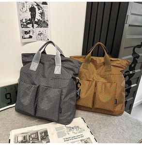 Bolso <span class=keywords><strong>tote</strong></span> a cuadros, unisex, gran capacidad, bolso de mano, bolso de hombro, bolso bandolera - Product Image 6