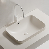 Vasque de salle de bain en céramique à encastrer, ovale, design artistique, pour projets hôteliers, directement de l'usine