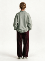 Sweat-shirt vert tendance à col montant pour femmes et adolescentes 2026 – Haut d'hiver ample et court à manches longues