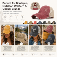 Casquette de baseball personnalisée pour femme en coton délavé avec ouverture croisée à l'arrière, style usé, en maille, idéale pour la course et les sports de plein air