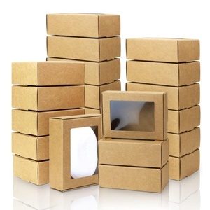 Mini Scatole Rettangolari in Carta Kraft con Finestre Trasparenti, Scatole per Sapone Fatto in Casa, Scatole per Confezioni Regalo di Caramelle - Product Image 1