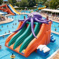 Toboggan aquatique gonflable commercial sur le thème des animaux, géant, avec pieuvre, grenouille, dauphin, pour parc aquatique