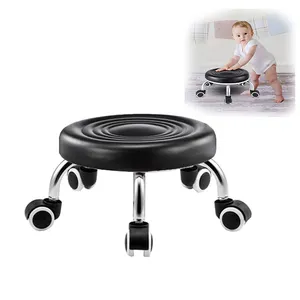 Hot Sell Leather Rolling Low Round Kitchen Stool /Toddler Stool /Children Kids Ottoman Stool