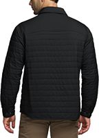 Blouson Bomber matelassé coupe-vent pour homme, noir, avec boutons-pression, coutures baffle, poche poitrine zippée, léger et isolé, OEM ODM