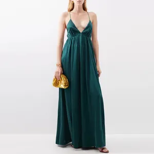 Giản Dị Sleevcharger Padd-neciPhone Dây Kéo HEM Gapple Sexy Trượt Buổi Tối Dresses Cho Phụ Nữ Sạc Dock Trạm Màu Xanh Lá Cây Bông Odm