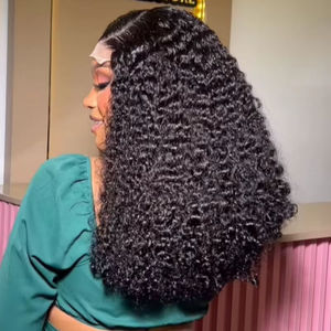 Parrucca Senza Colla con Ricci Afro, Ricci <span class=keywords><strong>Jerry</strong></span>, Onde Profonde Morbide, Onde Lisce Setose, Onde Afro, Ricci Voluminosi, Pre-tagliata, Pizzo HD - Product Image 5