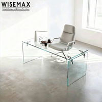 WISEMAX FURNITURE Meubles de style nordique simple Bureau en verre acrylique transparent Chambre à coucher Table de maquillage Table de lecture Table de bureau pour la maison