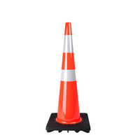 36 "cône mince orange flexible de sécurité routière de corps de PVC de 90cm avec la base noire