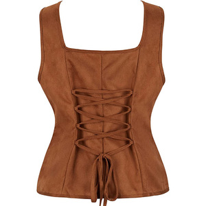 Nouveau Gilet Corset Médiéval Vintage en Daim pour Femme, Style Victorien Pirate, Haut de Costume Renaissance pour Cosplay et Halloween - Product Image 5