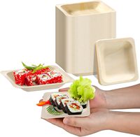 Assiettes carrées en bois jetables écologiques, ensemble durable avec logo personnalisé pour mariage, fête, restaurant