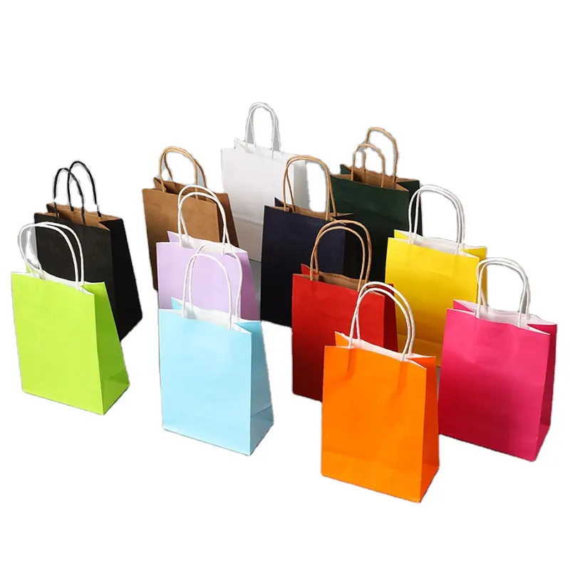 Custom Printed paper bag Recyclable Shopping Clothing Gift kraft paper bag Food Take away With Your Own Logo