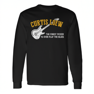 Camiseta de manga larga Curtis Loew, camiseta negra con diseño de música de guitarra y blues, camiseta con cuello redondo para hombre - Product Image 2