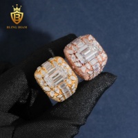 Petit MOQ Bague Hip Hop pour Homme en Argent Sterling 925, style Rapper, sertie de Moissanite D VVS en grappe, passe le test du diamant
