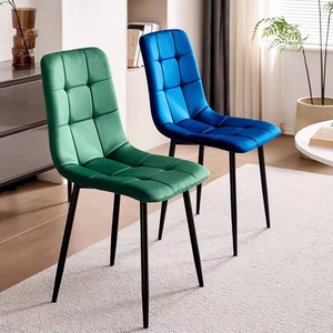 Chaise de salle à manger en velours nordique bleu marine pour restaurant, café et hôtel |   Chaise rembourrée |   Fournisseur d'usine EN12520 - Product Image 1