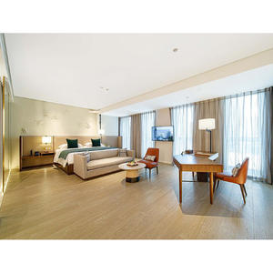 Commercial Furniture 5 Star Hotel Apartment Bedroom Sets Modern <b>Wooden</b> Bed Frame with <b>Headboard</b> & Nightstand for Hospitality - Product Image 3