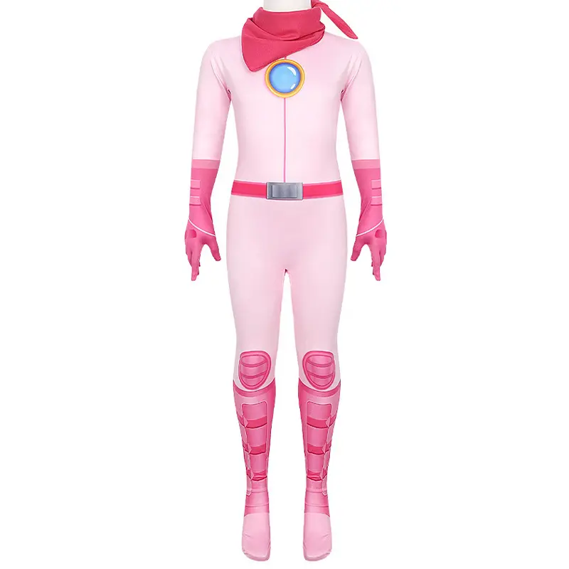 Kids Halloween carnival Role cosplay slim fit jumpsuit Girls princess peach cosplay costume