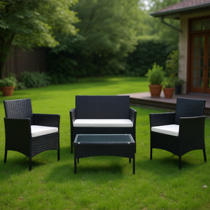 Ensemble de jardin Db Outdoor en rotin, canapé deux places, 2 chaises, table basse en verre, mobilier contemporain durable pour patio ou cour - Product Image 2