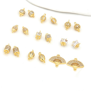 ทองแดงชุบเซอร์คอนเคลือบทองคำแท้ 18k เพื่อการคงสี, จี้คู่ลายฉลุ, สร้อยข้อมือทำมือ DIY - Product Image 4