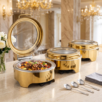 Chauffe-plat rond électrique commercial en acier inoxydable doré à pieds bas pour buffet, équipement de cuisine pour restaurants