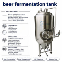 Fermenteur à bière en acier inoxydable LENO Price Quality Brewery, conique, à refroidissement par immersion, à double enveloppe