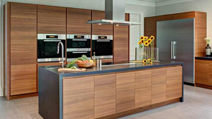 Modern Design Melamine Laminated Finish Wood Grain Kitchen Cabinet