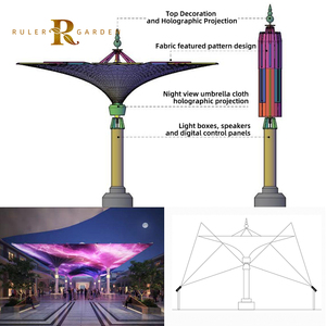 Nhà thờ Hồi giáo Plaza dù để che nắng cơ giới lớn ô Windproof chống ăn mòn khung nhôm nhiệm vụ nặng nề PVC ô màng - Product Image 5