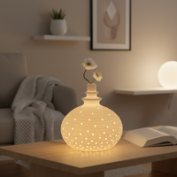 Lampe de table LED style nordique ajourée blanche, en céramique, pour décoration florale et d'intérieur, prix abordable