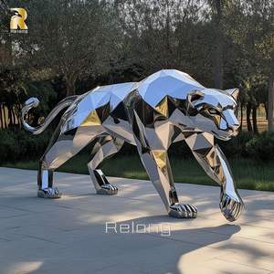 Al Aire Libre de tamaño real de metal Animal estatua de acero inoxidable escultura de leopardo para la venta - Product Image 3