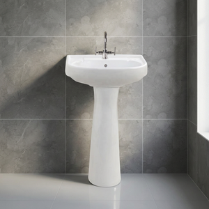 Indian Ceramic Rectangular Pedestal Wash Basin Hand Wash Sink Sanitary Ware for Hotel Home Bathroom Use - Product Image 4