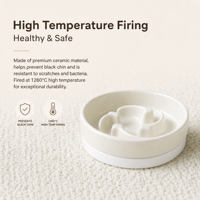 Bol orthopédique surélevé en céramique haute température 1260C pour chats et chiens, anti-menton noir, à alimentation lente, compatible micro-ondes, étanche