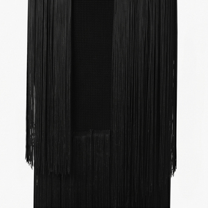 Nouvelle <span class=keywords><strong>jupe</strong></span> midi en tricot superposé à franges noires cousues main, élégante pour soirée, collection 2026 pour femme - Product Image 3