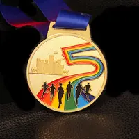 Medalha de metal para esportes, venda por atacado barata personalizada esportes corrida dourada