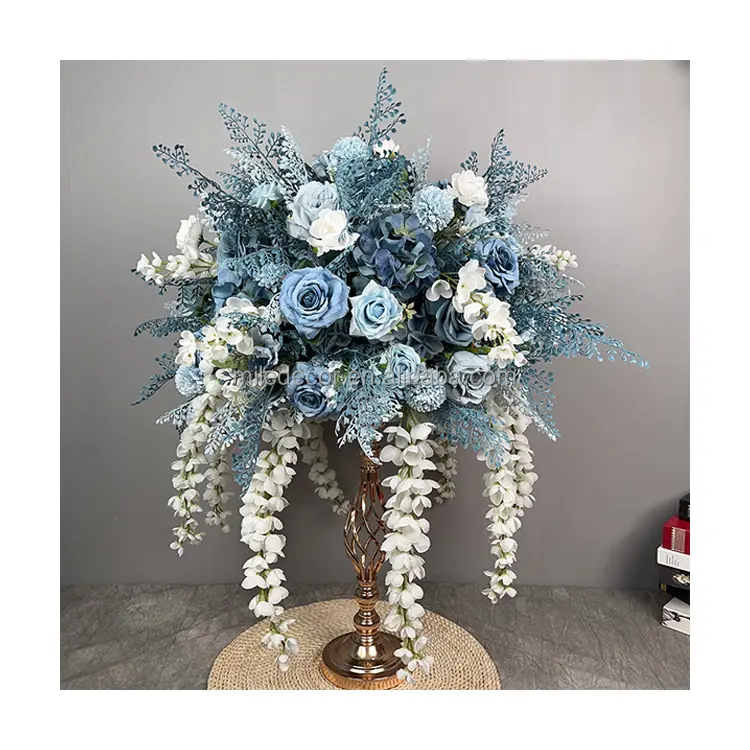 Wedding Supplies 60cm Large Artificial Flowers Blue White Flower Balls Wedding Centerpieces Flower Ball
