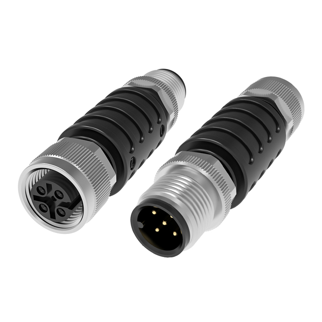M12 Connector ABS Housing Waterproof IP67/IP68 Welding PCB Panel Mount Signal Socket M12 Connector 5-Pin Male to Female Plug