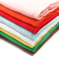 Tissu en mousseline froissée 2 couches 100 % coton BCI 120 g/m² tissé en gros pour pyjamas de bébé