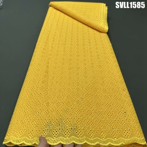 Dentelle sèche bleue brodée africaine avec des pierres Voile <span class=keywords><strong>suisse</strong></span> Tissu brodé en <span class=keywords><strong>coton</strong></span> pour les dames <span class=keywords><strong>Pagne</strong></span> Tissu dentelle africaine - Product Image 4