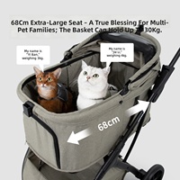 Poussette pour animaux de compagnie légère, pliable automatiquement en une seule touche, pour chats et chiens, avec cadre en alliage d'aluminium et grande capacité