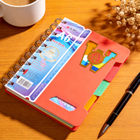 Cuaderno Espiral de Doble Anillo Metálico con Tapa Dura de PP A6, con Separadores, 80 Hojas, Cubierta Impresa Personalizada para Estudiantes, Venta al Por Mayor