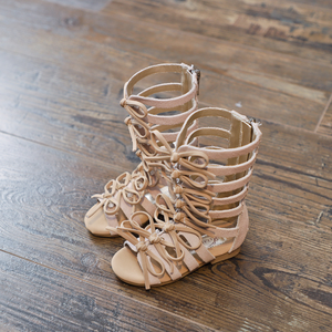 Sandales d'été pour enfants, nouvelles sandales en cuir respirantes pour filles, bottes longues décontractées en fourrure pour enfants - Product Image 4