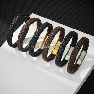 Pulsera de Cuero Negra y Marrón Vintage para Hombre, Brazalete Promocional con Cierre Magnético de Primera Calidad - Product Image 1