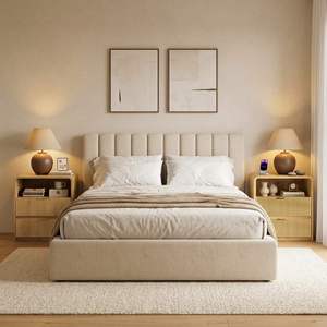 Table de chevet intelligente avec chargeur sans fil, lampe LED, tiroirs cannelés, rangement ouvert, mobilier de chambre moderne, vente en gros OEM - Product Image 6