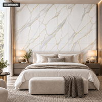 Papier peint auto-adhésif en marbre fin blanc gris doré de 1 mm, 1,2 x 3 m, feuilles IXPE pour les murs décoratifs des chambres d'hôtel