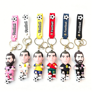 Llavero de PVC suave 3D de jugador de fútbol, figura de estrella de fútbol de dibujos animados, llavero de atleta deportivo, colgante para mochila - Product Image 2