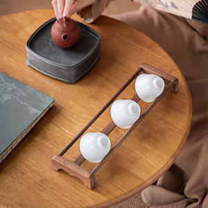 Walnut Wood <b>Teacup</b> Drain Rack Solid Wood Tea Set Storage Rack Small <b>Teacup</b> Display Rack Tea Ceremony Accessories - Product Image 2