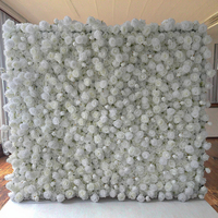 M78 grosir 5D bunga Gulung dinding 8ft X 8ft sutra buatan putih bunga mawar dinding mewah dekorasi bunga dinding latar belakang